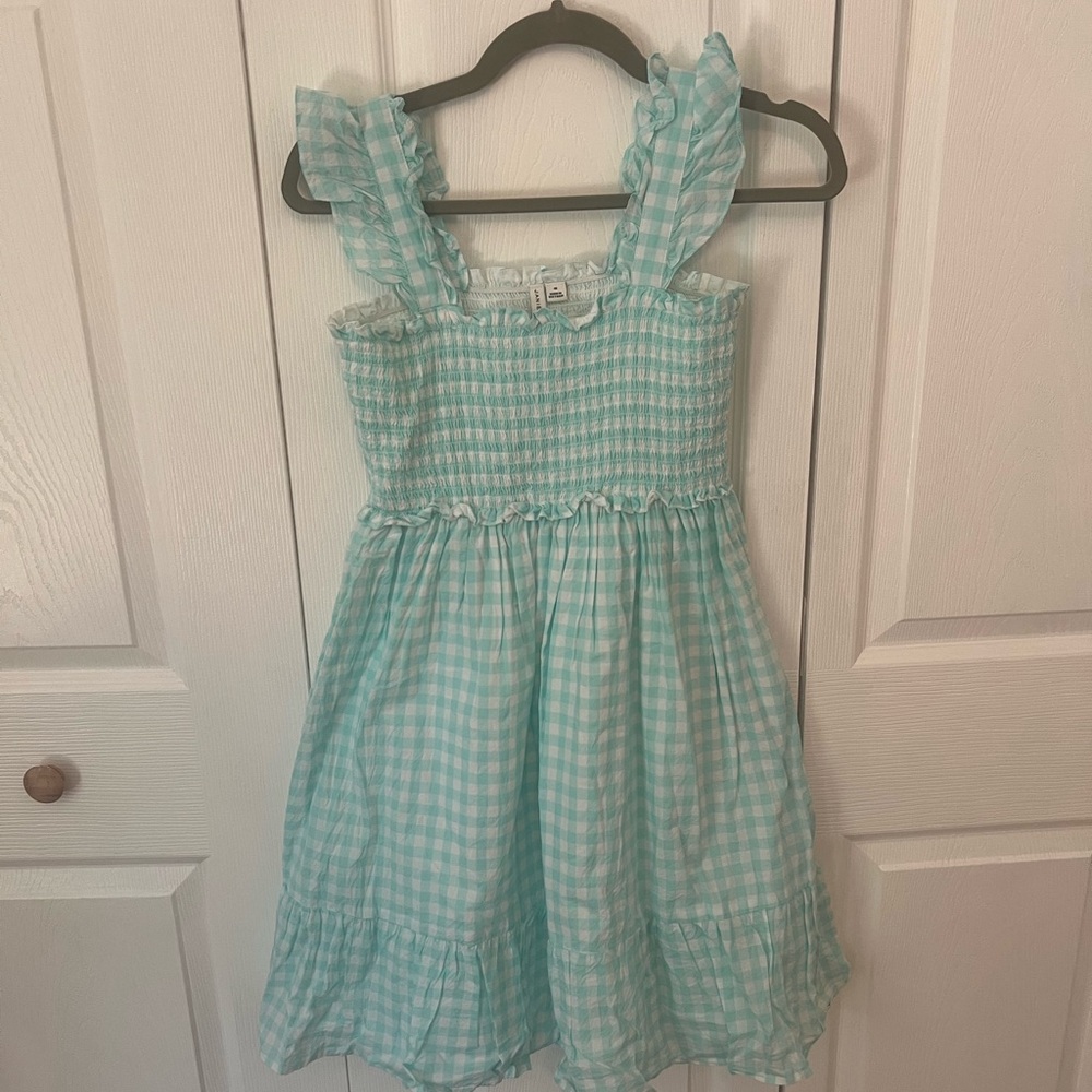 Janie and Jack Aqua and White Smocked Sundress
